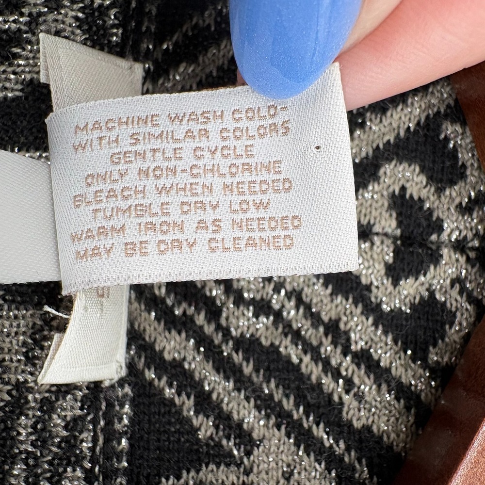 Chico's Seraphina Cardigan Size 0 Metallic Wool Black Gray Baroque Scroll - Picture 8 of 11